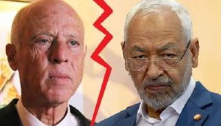 الرئـيس التونسي قيس سعيد والإخواني راشد الغنوشي