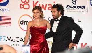 نيللي كريم مع زوجها في مهرجان القاهرة