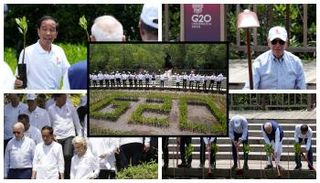 مجموعة من قادة مجموعة العشرين خلال زيارة موقع المانغروف