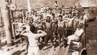 منتخبات كأس العالم 1930 تتدرب على متن كونتي فيردي