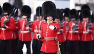 الحرس يرتدي قبعات bearskins