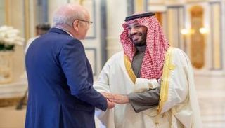 جانب من لقاء ولي عهد السعودية محمد بن سلمان ورئيس حكومة لبنان نجيب ميقاتي