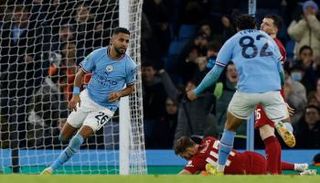 رياض محرز من مباراة مان سيتي ضد ليفربول