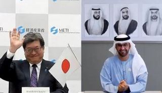 الدكتور سلطان الجابر خلال لقاء افتراضي مع وزير الصناعة الياباني