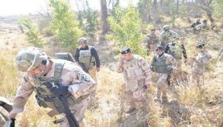 قوة من الجيش العراقي خلال عمليات تفتيش في مناطق زراعية