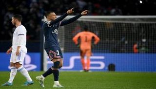 كيليان مبابي نجم باريس سان جيرمان ضد ريال مدريد