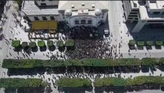 صورة من الوقفة الاحتجاجية لإخوان تونس