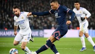 كيليان مبابي مهاجم باريس سان جيرمان ضد ريال مدريد