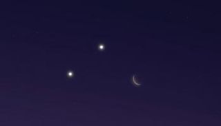 مثلث سماوي تشكلت أضلاعه بإقتران القمر مع كوكب الزاهرة في وجود المشتري 