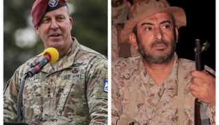 رئيس أركان الجيش اليمني (يمين) وقائد القيادة المركزية الأمريكية