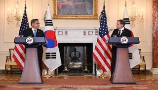 وزير الخارجية الأمريكي ونظيره الكوري الجنوبي في المؤتمر الصحفي