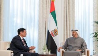 الشيخ محمد بن زايد آل نهيان والوزير الإندونيسي الجنرال لوهوت بنسار باندجيتان