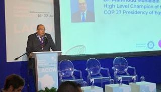 الدكتور محمود محيي الدين خلال مشاركته بفعاليات أسبوع المناخ