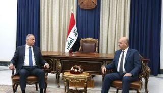 جانب من لقاء برهم صالح ومصطفى الكاظمي