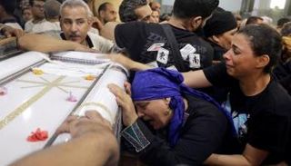 جانب من جنازة ضحايا حادث كنيسة أبو سيفين