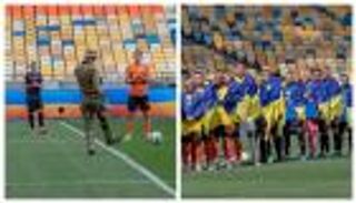 بالصور.. ركلة جندي تمنح كرة القدم الأوكرانية قبلة الحياة