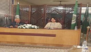 جانب من مؤتمر أمين الجامعة العربية ورئيس الدورة الحالية نجلاء المنقوش
