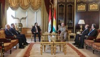 البارزاني والحلبوسي خلال اجتماع أربيل