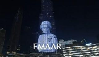 ظهور الملكة إليزابيث على برج خليفة بدبي