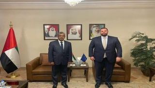 جانب من لقاء رئيس البعثة الأوروبية في سوريا والقائم بالأعمال الإماراتي