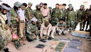 المتفجرات بعد ضبطها في أبين