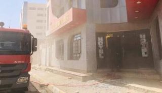 جانب من حريق فندق وسط كربلاء