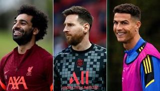 ليونيل ميسي وكريستيانو رونالدو ومحمد صلاح