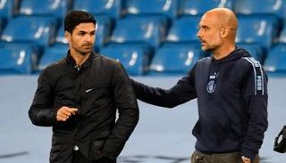 بيب غوارديولا مدرب مانشستر سيتي وأرتيتا مدرب أرسنال