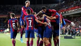 فرحة فريق برشلونة ضد بلباو