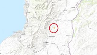 خريطة توضح مركز الزلزال في سوريا