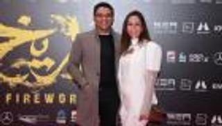 أمينة خليل وآسر ياسين وساويرس في العرض الخاص لفيلم "شماريخ"