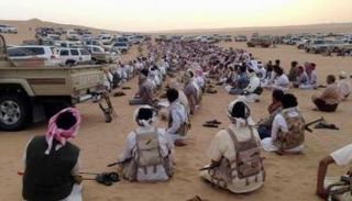 جانب من احتجاج قبائل مأرب ضد تحريك أسعار البنزين