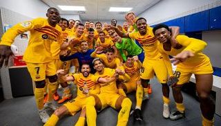 فرحة برشلونة بالدوري في 2023