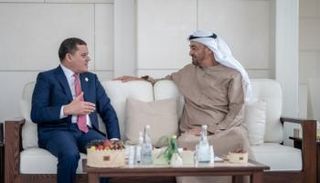 جانب من الشيخ محمد بن زايد آل نهيان وعبد الحميد الدبيبة