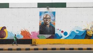 جدارية تصور مرشح حزب العمال للرئاسة في نيجيريا