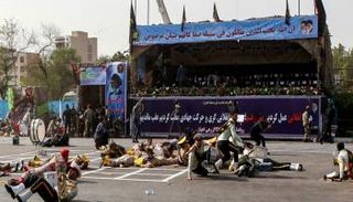 جانب من الهجوم المسلح على استعراض عسكري لجيش إيران في سبتمبر 2018، 