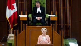 رئيسة المفوضية الأوروبية خلال خطابها أمام البرلمان الكندي