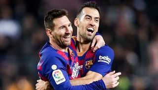 سيرجيو بوسكيتس وليونيل ميسي في برشلونة