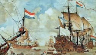 لوحة لبعض سفن الأسطول الهولندي قديما