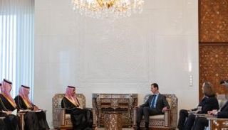 جانب من مباحثات الرئيس السوري ووزير الخارجية السعودي