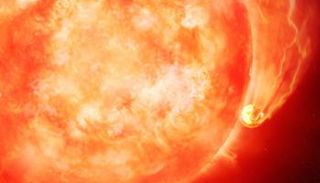 نجم يبتلع كوكبا في الفضاء