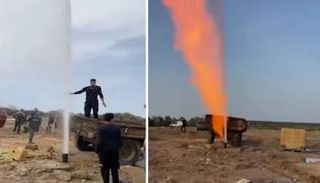 نار تخرج من بئر مياه في تونس