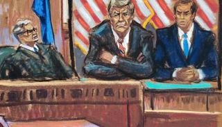 ترامب ومحاميه خلال جلسة محاكمة عن بعد