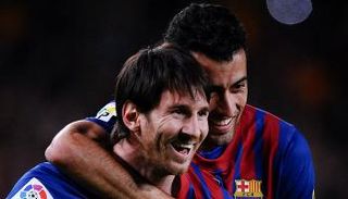ليونيل ميسي وسيرجيو بوسكيتس في برشلونة