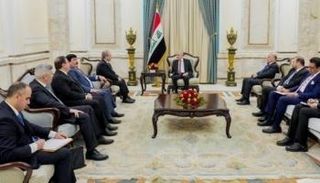 جانب من لقاء الرئيس العراقي ووزير خارجية سوريا