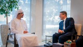 الشيخ عبدالله بن زايد آل نهيان خلال استقبال الوزير الألماني