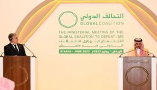 جانب من المؤتمر الصحفي بين وزير الخارجية السعودي ونظيره الأمريكي