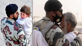 مشاهد إنسانية لافتة لرجال الأمن السعوديين 