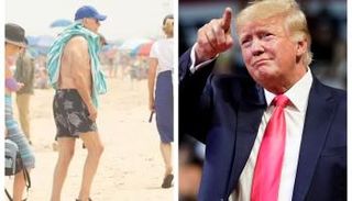 بايدن في شمال الصورة على الشاطئ