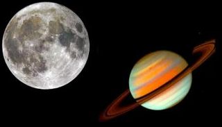 كوكب زحل والقمر